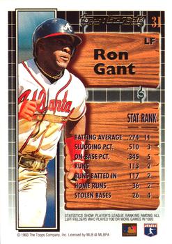 1994 Topps - Black Gold #31 Ron Gant Back