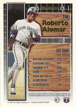 1994 Topps - Black Gold #1 Roberto Alomar Back