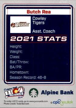 2021 Juco World Series Cowley Tigers #NNO Butch Rea Back