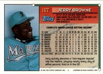 1994 Topps Traded #16T Jerry Browne Back