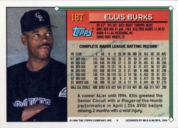 1994 Topps Traded #18T Ellis Burks Back