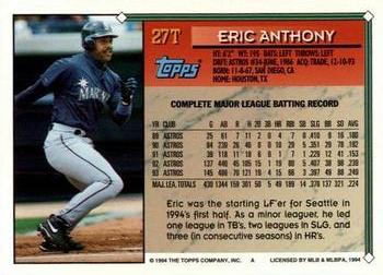 1994 Topps Traded #27T Eric Anthony Back
