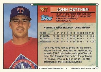 1994 Topps Traded #72T John Dettmer Back