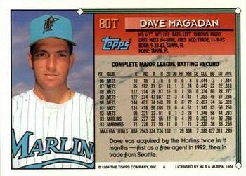 1994 Topps Traded #80T Dave Magadan Back