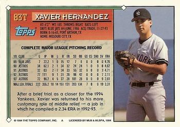 1994 Topps Traded #83T Xavier Hernandez Back