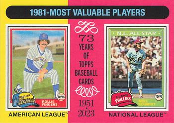 2024 Topps Heritage Mini #196 1981 MVPs (Rollie Fingers / Mike Schmidt) Front