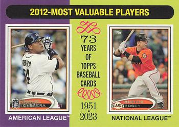 2024 Topps Heritage Mini #199 2012 MVPs (Miguel Cabrera / Buster Posey) Front