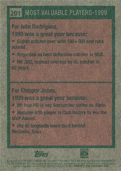 2024 Topps Heritage Mini #201 1999 MVPs (Ivan Rodriguez / Chipper Jones) Back