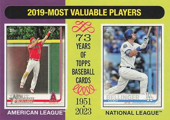 2024 Topps Heritage Mini #211 2019 MVPs (Mike Trout / Cody Bellinger) Front