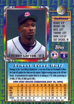 1994 Topps Traded - Finest Inserts #6 Kenny Lofton Back