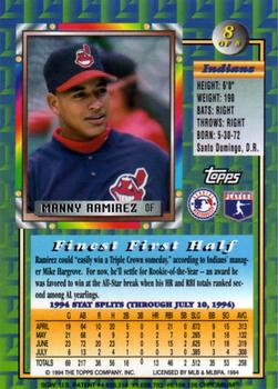 1994 Topps Traded - Finest Inserts #8 Manny Ramirez Back