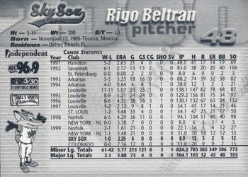 2000 Colorado Springs Sky Sox #NNO Rigo Beltran Back