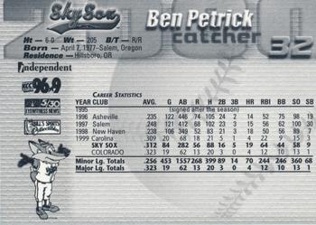 2000 Colorado Springs Sky Sox #NNO Ben Petrick Back