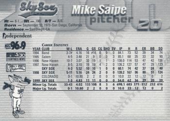 2000 Colorado Springs Sky Sox #NNO Mike Saipe Back