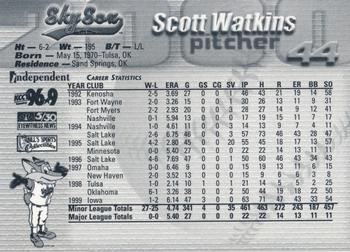 2000 Colorado Springs Sky Sox #NNO Scott Watkins Back