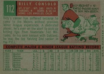 1959 Topps #112 Billy Consolo Back