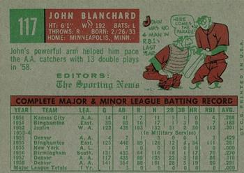 1959 Topps #117 John Blanchard Back