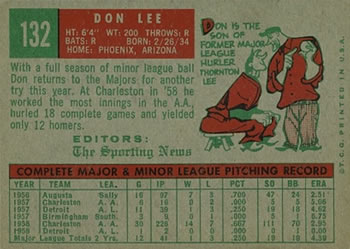 1959 Topps #132 Don Lee Back