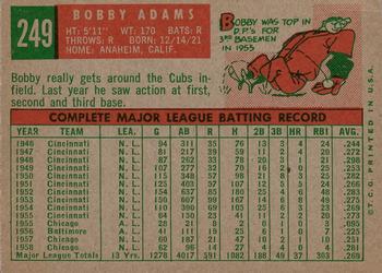 1959 Topps #249 Bobby Adams Back