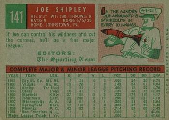 1959 Topps #141 Joe Shipley Back