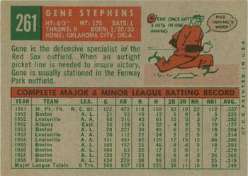 1959 Topps #261 Gene Stephens Back