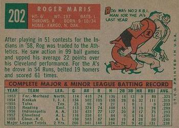 1959 Topps #202 Roger Maris Back