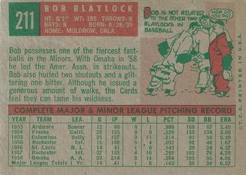 1959 Topps #211 Bob Blaylock Back