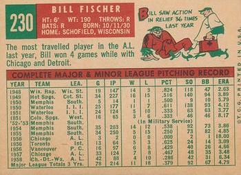 1959 Topps #230 Bill Fischer Back