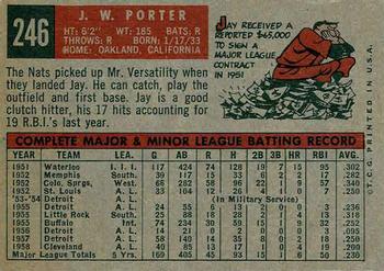 1959 Topps #246 J.W. Porter Back