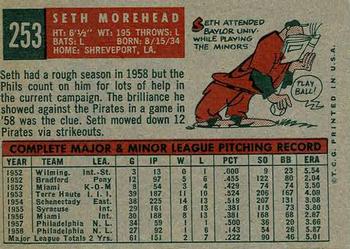 1959 Topps #253 Seth Morehead Back
