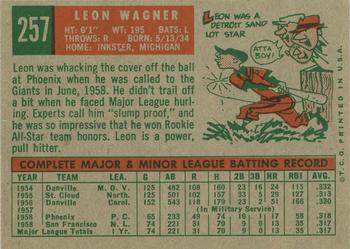 1959 Topps #257 Leon Wagner Back