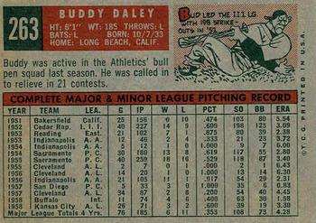 1959 Topps #263 Buddy Daley Back