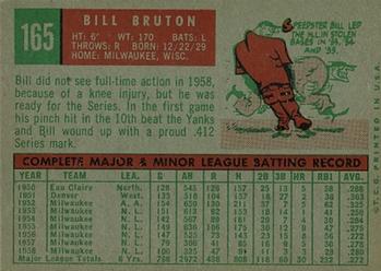 1959 Topps #165 Bill Bruton Back