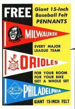 1959 Topps #NNO Felt Pennant Offer - Canadian Front