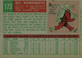1959 Topps #173 Bill Monbouquette Back