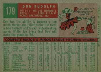 1959 Topps #179 Don Rudolph Back
