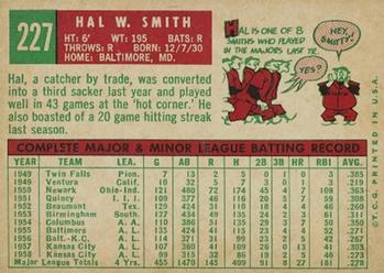 1959 Topps #227 Hal Smith Back