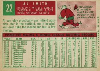 1959 Topps #22 Al Smith Back