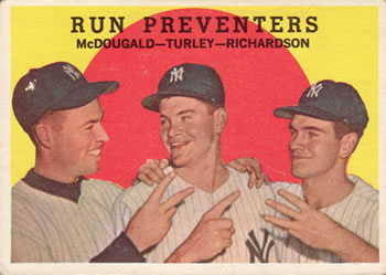 1959 Topps #237 Run Preventers (Gil McDougald / Bob Turley / Bobby Richardson) Front