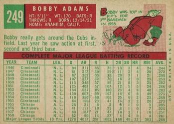 1959 Topps #249 Bobby Adams Back