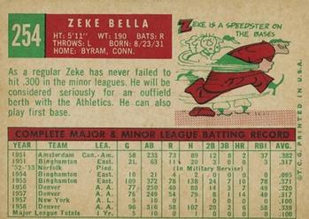 1959 Topps #254 Zeke Bella Back