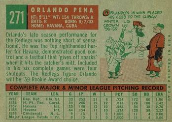 1959 Topps #271 Orlando Pena Back