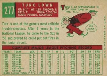 1959 Topps #277 Turk Lown Back