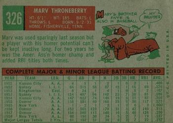 1959 Topps #326 Marv Throneberry Back