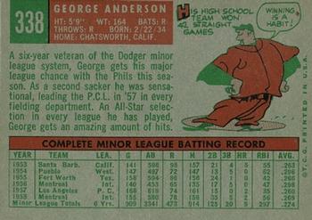 1959 Topps #338 George Anderson Back