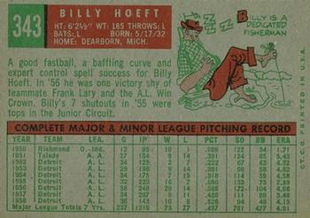 1959 Topps #343 Billy Hoeft Back