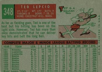 1959 Topps #348 Ted Lepcio Back
