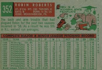 1959 Topps #352 Robin Roberts Back