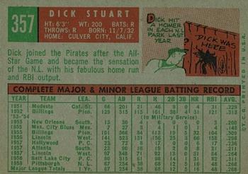 1959 Topps #357 Dick Stuart Back