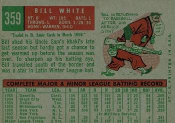 1959 Topps #359 Bill White Back